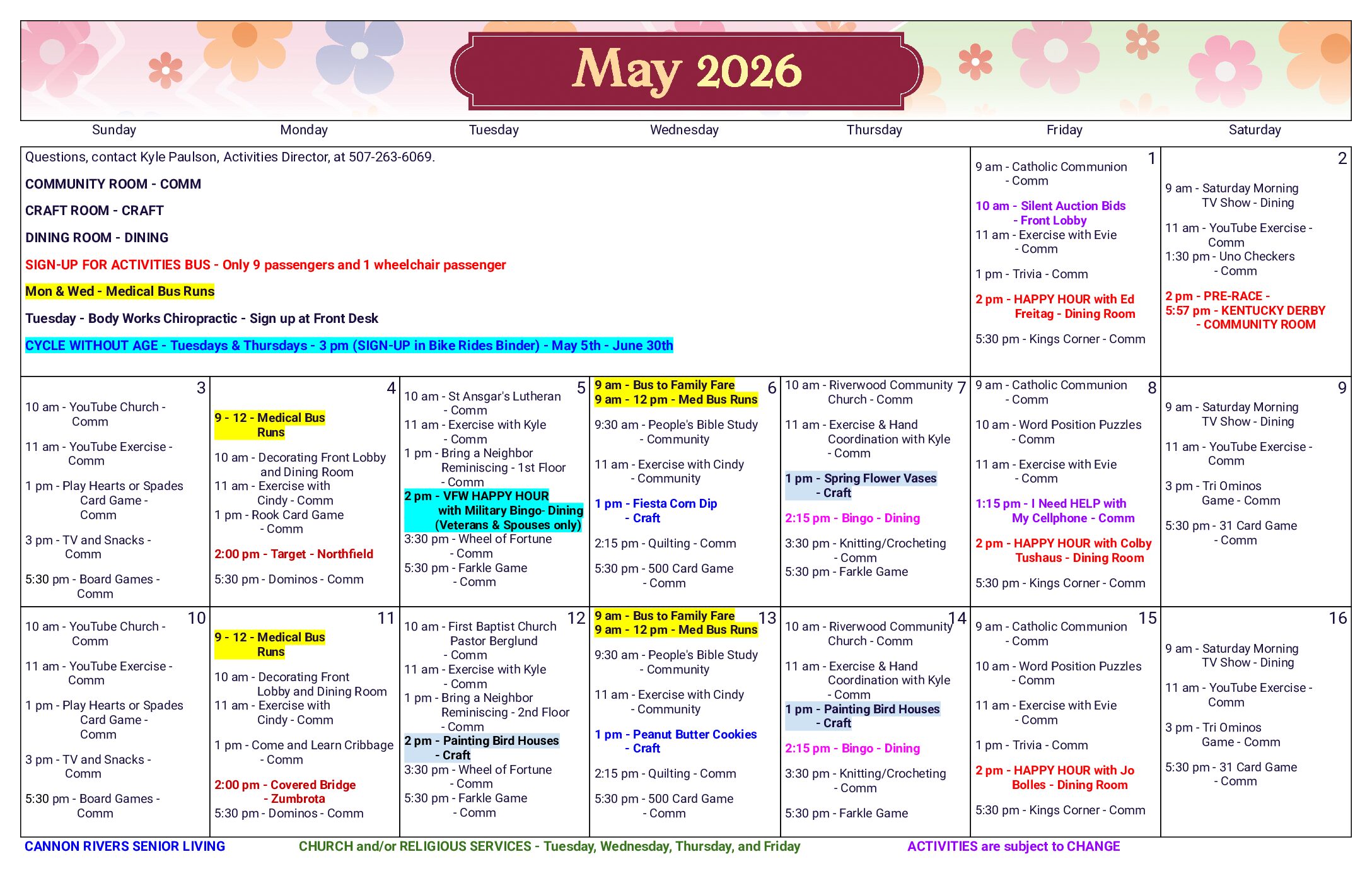 November 2025 Events calendar